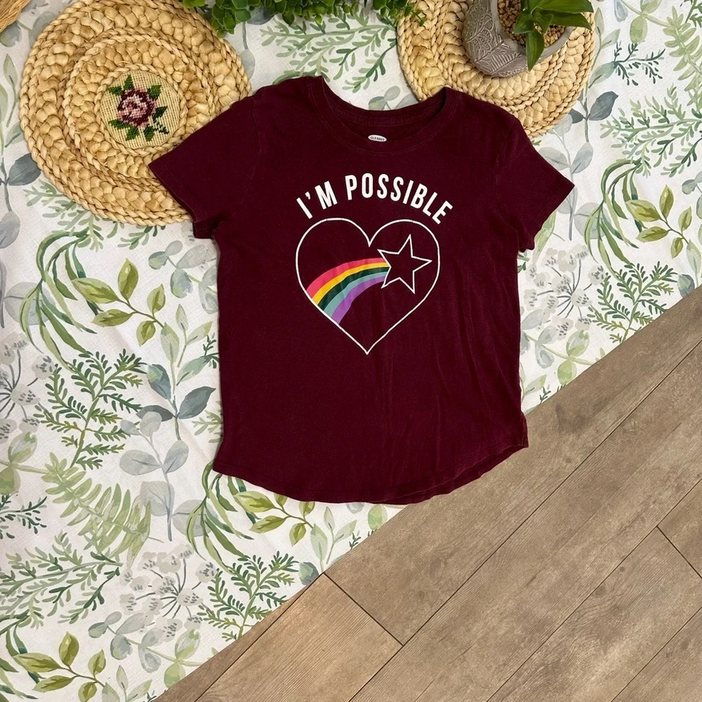 Old Navy Girl’s Positive Graphic T-Shirt I'm Possible' Cotton Size Large